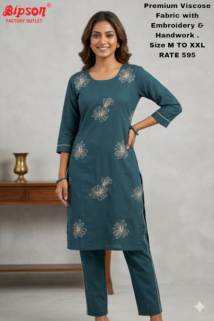 Viscose 1306 Bipson Prints Kurti Pant Set Wholesaler