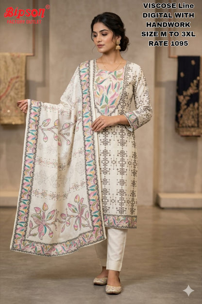 Viscose Linen 0708 Bipson Prints Readymade Pant Style Suits Wholesaler