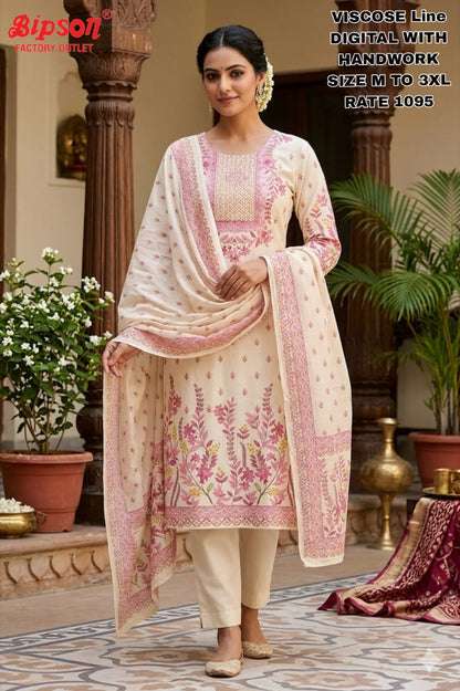 Viscose Linen 0708 Bipson Prints Readymade Pant Style Suits Wholesaler