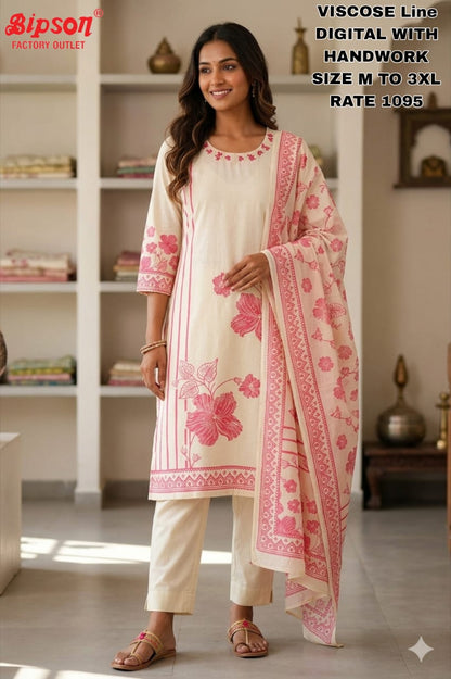 Viscose Linen 0708 Bipson Prints Readymade Pant Style Suits Wholesaler