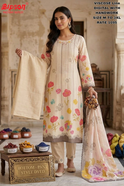 Viscose Linen 0708 Bipson Prints Readymade Pant Style Suits Wholesaler