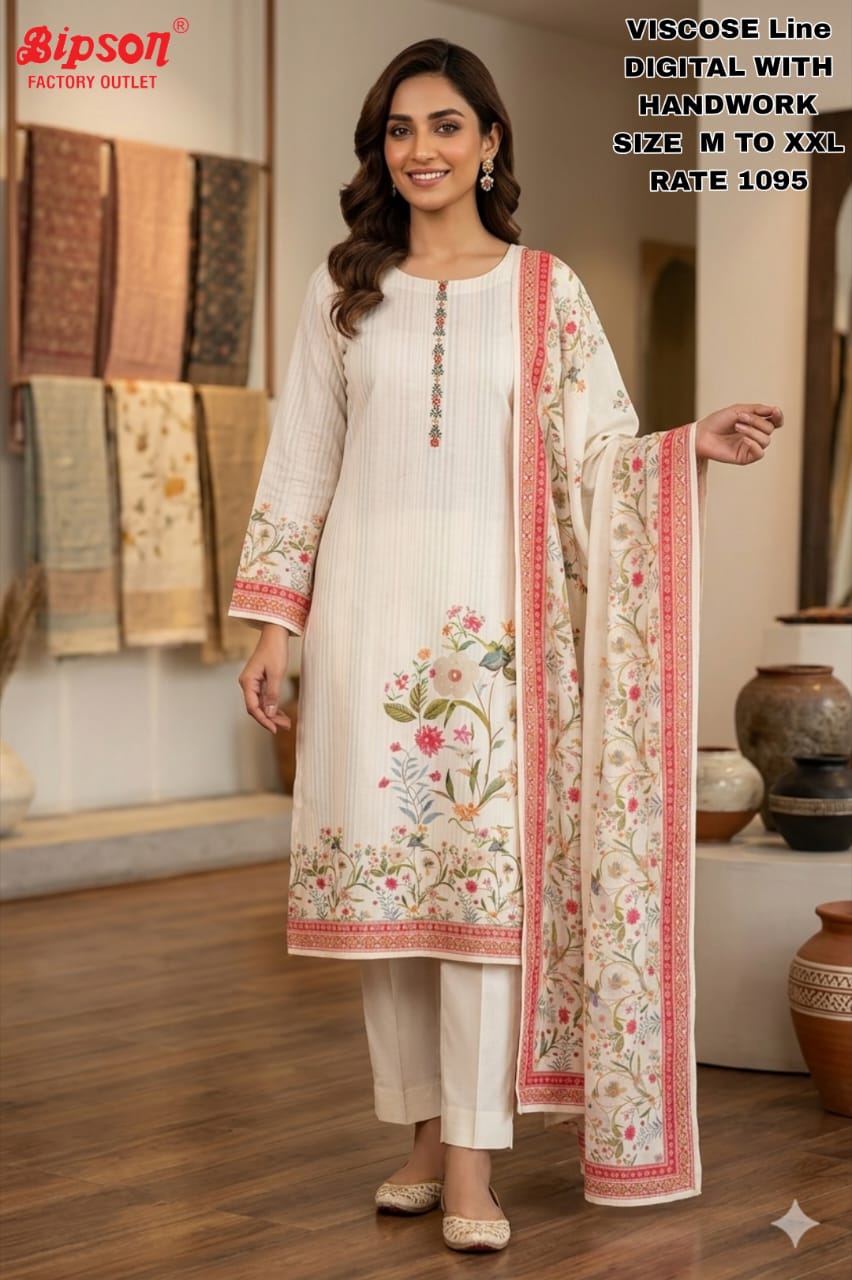 Viscose Linen 0708 Bipson Prints Readymade Pant Style Suits Wholesaler
