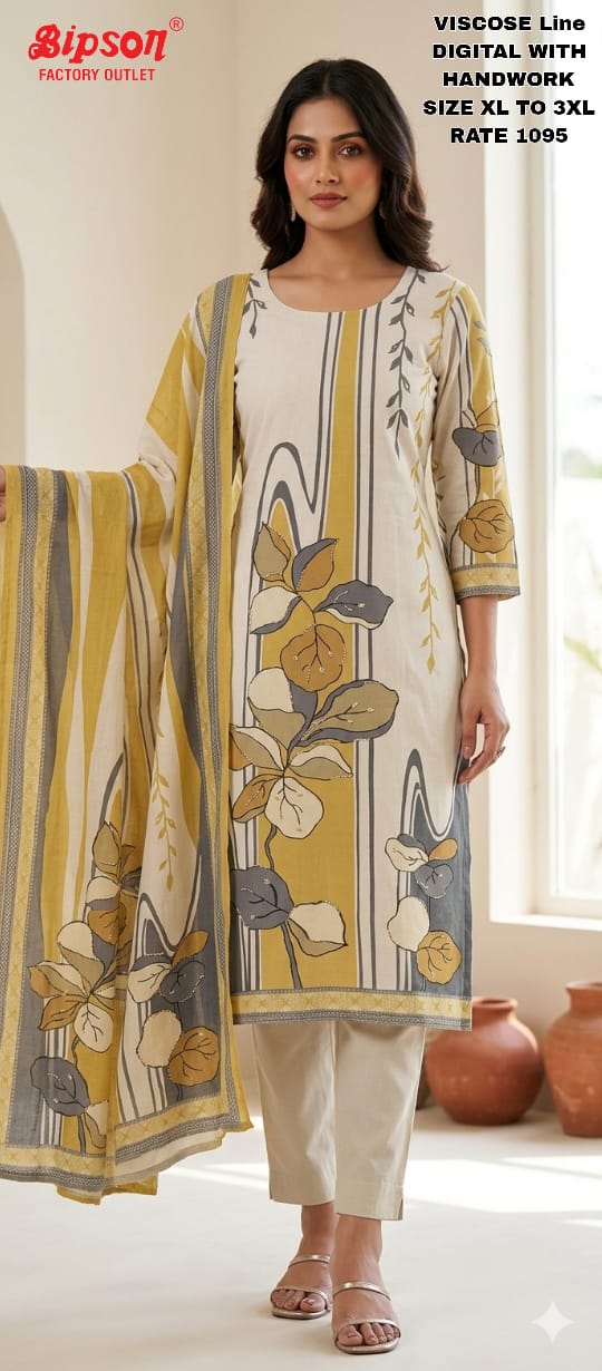 Viscose Linen 0708 Bipson Prints Readymade Pant Style Suits Wholesaler