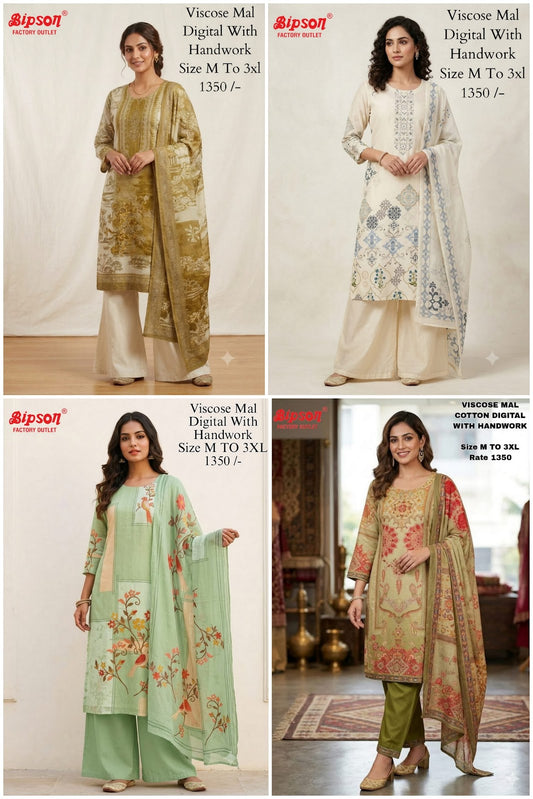 Viscose Mal 0808 Bipson Prints Readymade Pant Style Suits Exporter India