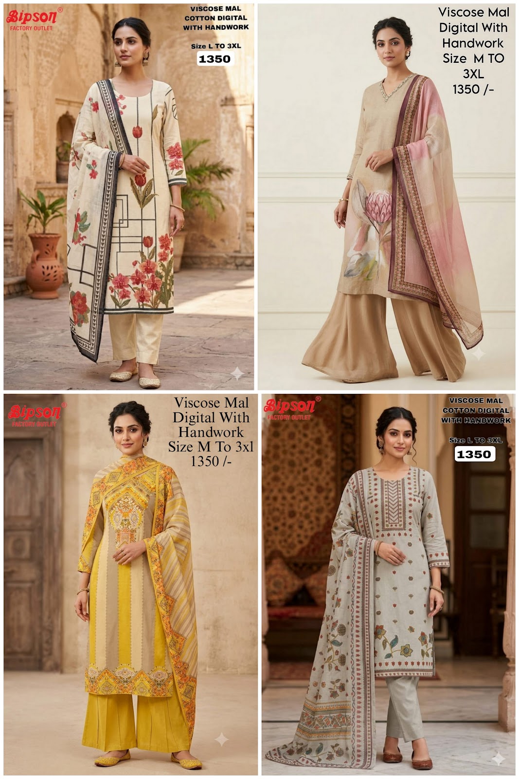 Viscose Mal 0808 Bipson Prints Readymade Pant Style Suits Exporter India
