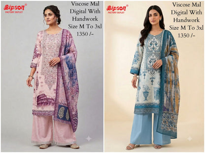 Viscose Mal 0808 Bipson Prints Readymade Pant Style Suits Exporter India