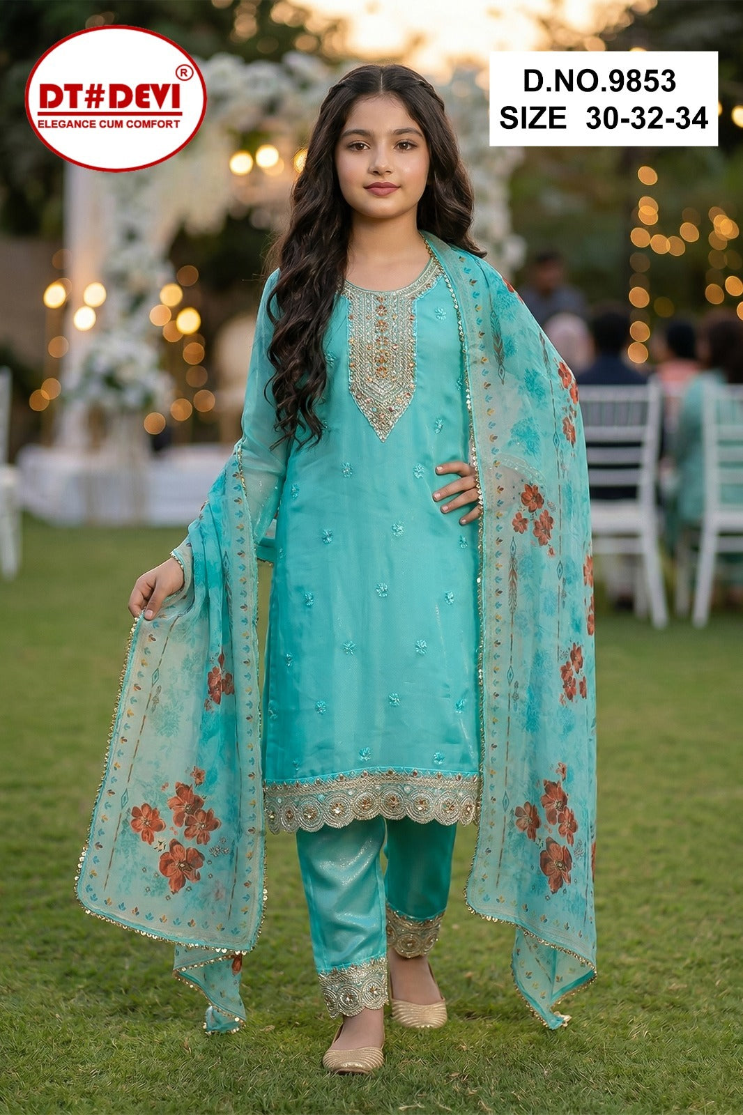 Visha 1 Dn 9853 Dt Devi Roman Silk Girls Readymade Pant Suits Wholesale Price