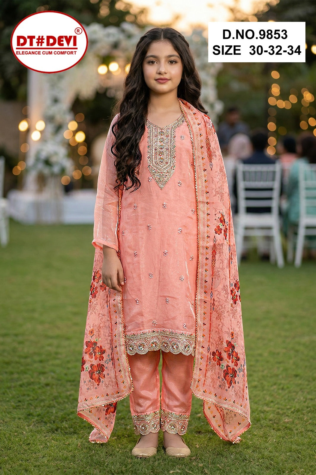 Visha 1 Dn 9853 Dt Devi Roman Silk Girls Readymade Pant Suits Wholesale Price