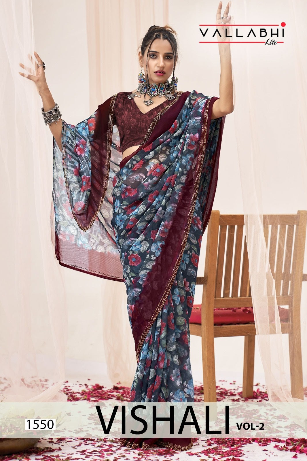Vishali Vol 2 Vallabhi Lite Georgette Sarees Exporter India