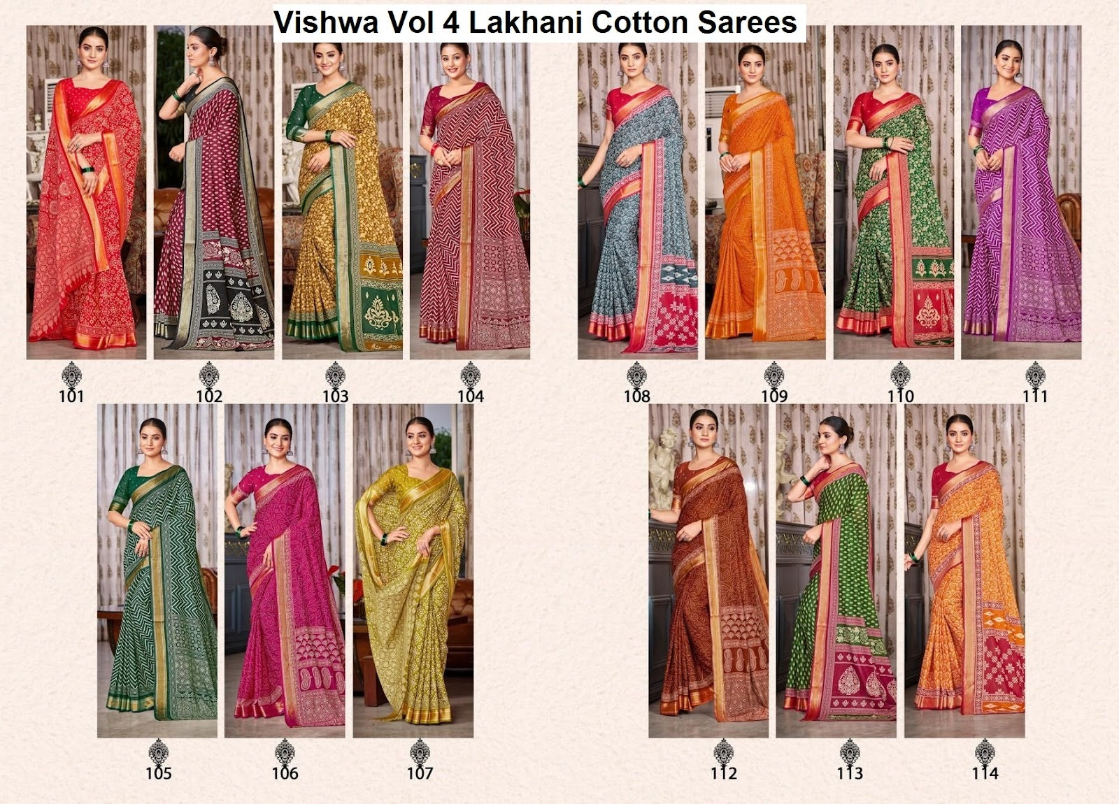 Vishwa Vol 4 Lakhani Cotton Sarees Supplier