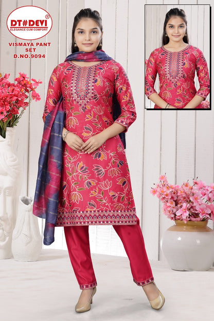 Vismaya Dn 9094 Dt Devi Vetican Girls Readymade Pant Suits Supplier India