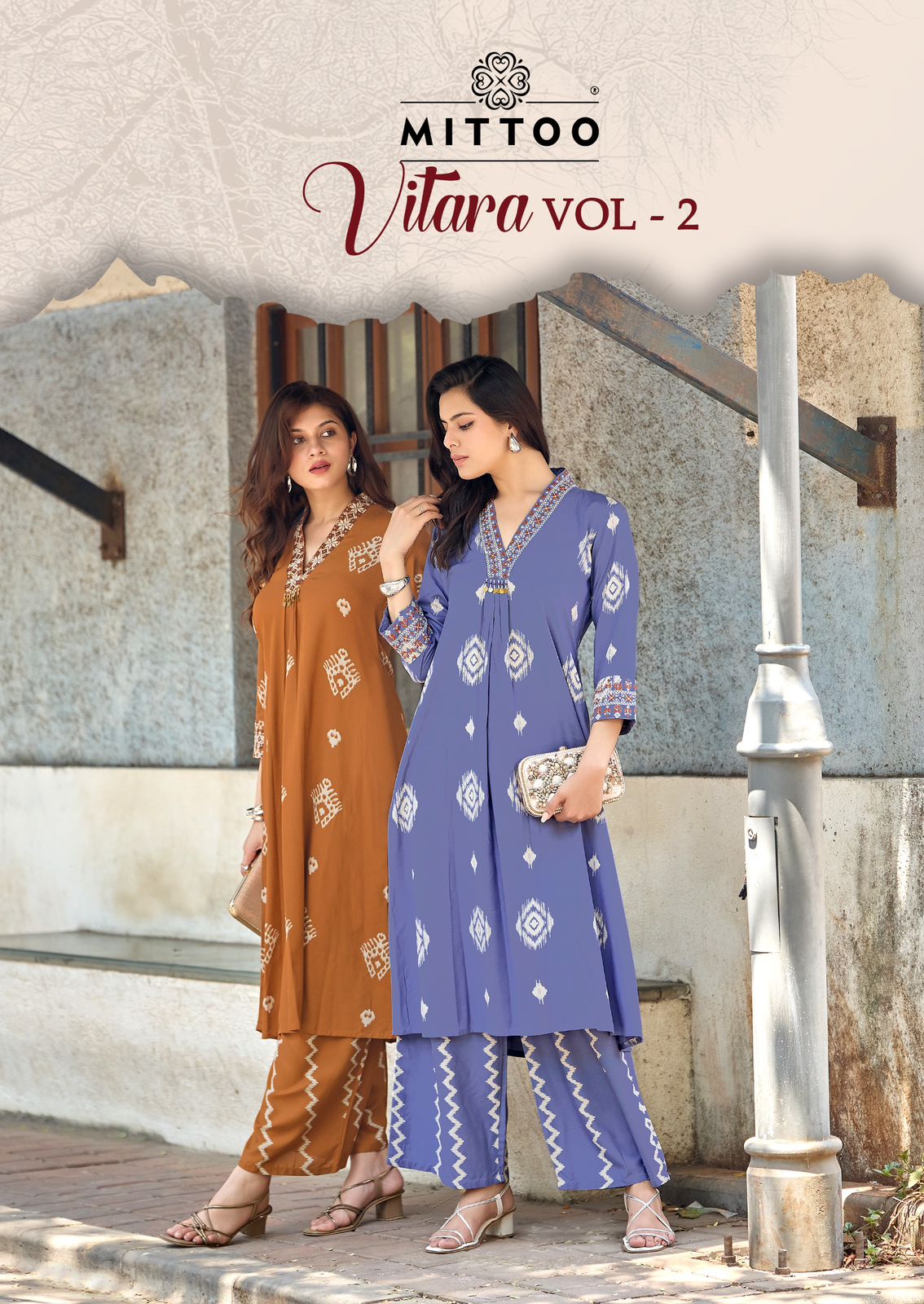 Vitara Vol 2 Mittoo Rayon Kurti Plazzo Set Wholesale