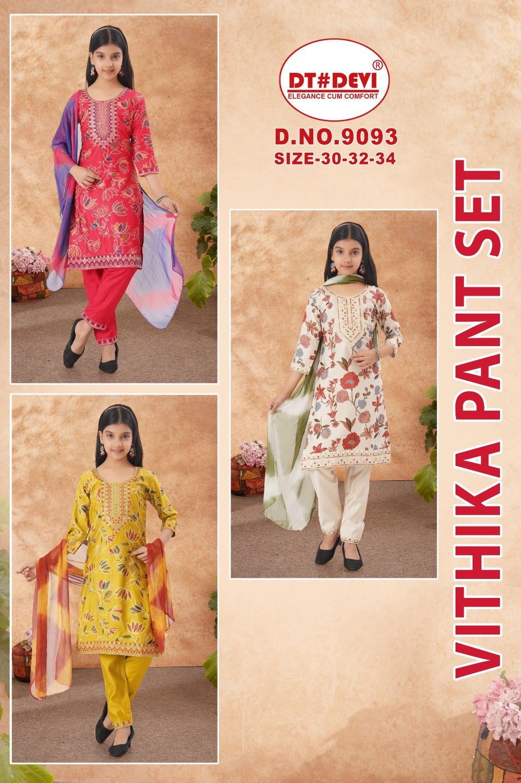 Vithika Dn 9093 Dt Devi Vetican Girls Readymade Pant Suits Manufacturer India