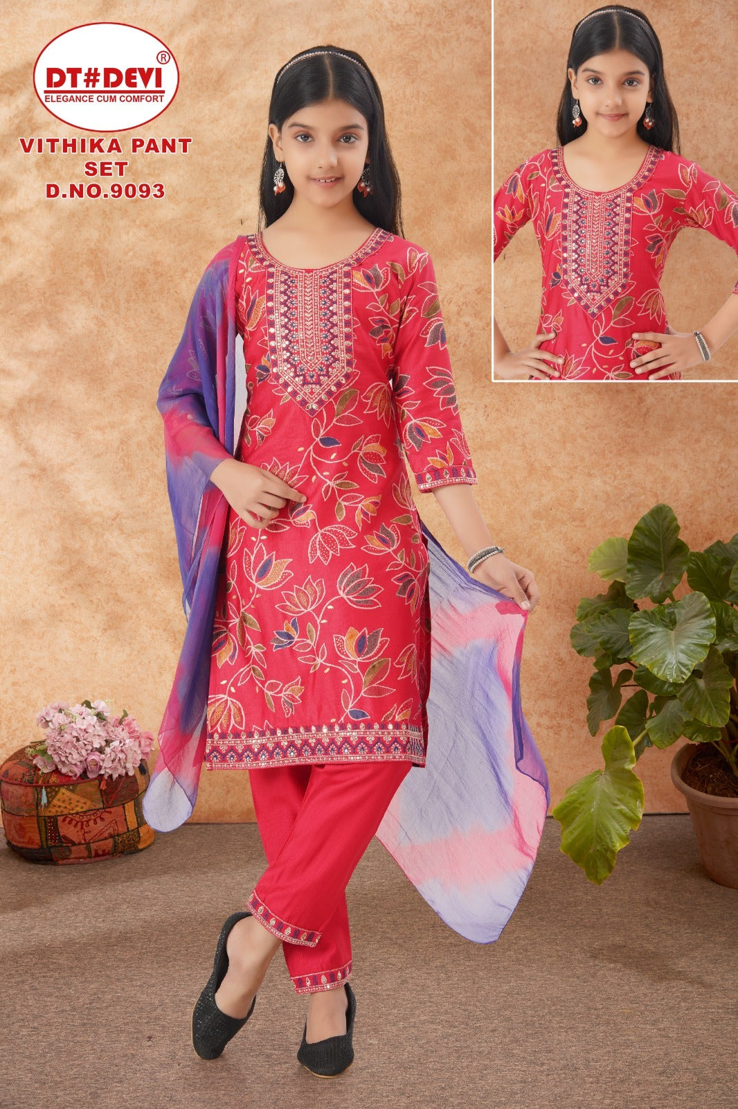 Vithika Dn 9093 Dt Devi Vetican Girls Readymade Pant Suits Manufacturer India