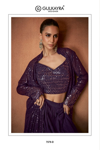 Vivah Gulkayra Designer Georgette Crop Top Skirt Jacket Supplier India