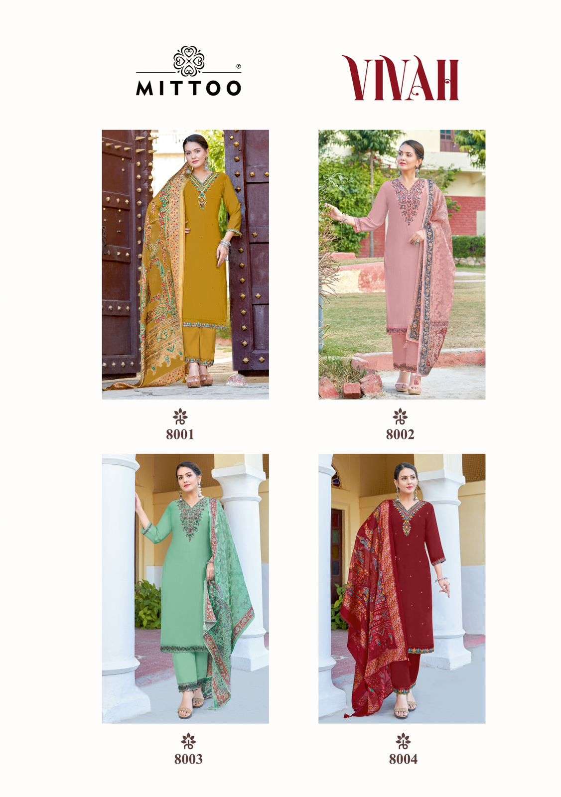 Vivah Mittoo Pure Viscose Readymade Pant Style Suits Supplier India