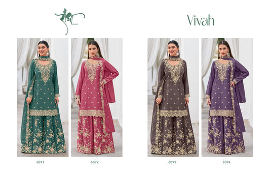 Vivah Radha Trendz Chinon Readymade Plazzo Style Suits Wholesale Price