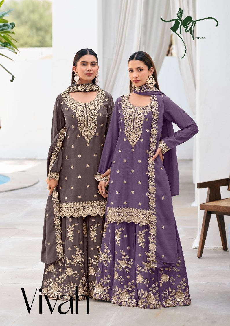 Vivah Radha Trendz Chinon Readymade Plazzo Style Suits Wholesale Price