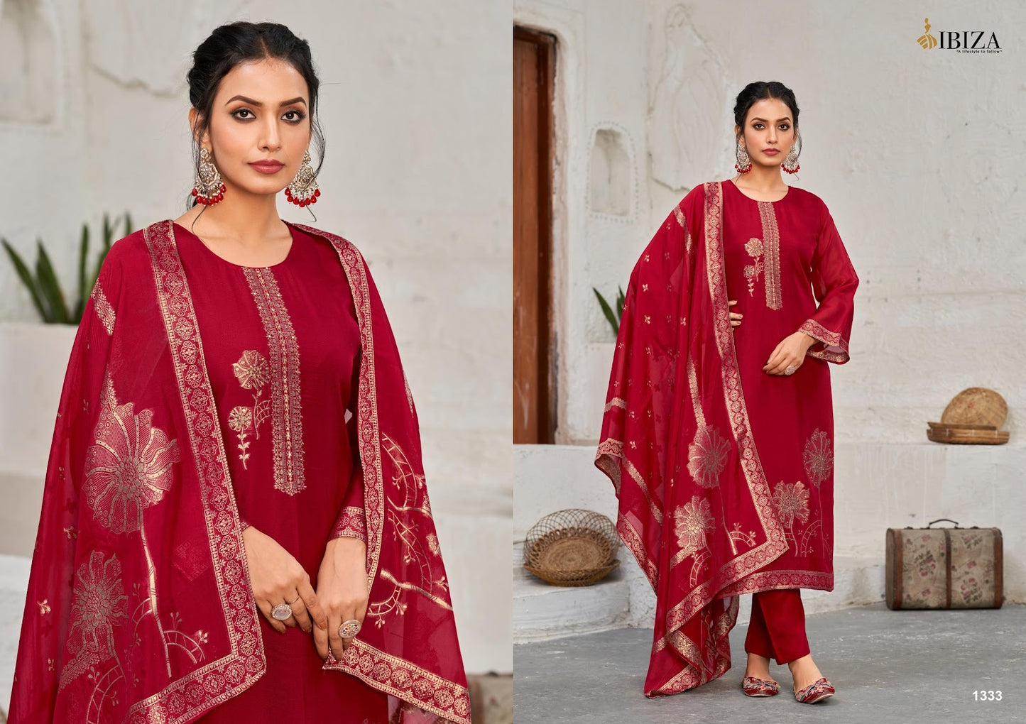 Vivanta Ibiza Banglori Silk Pant Style Suits Exporter India