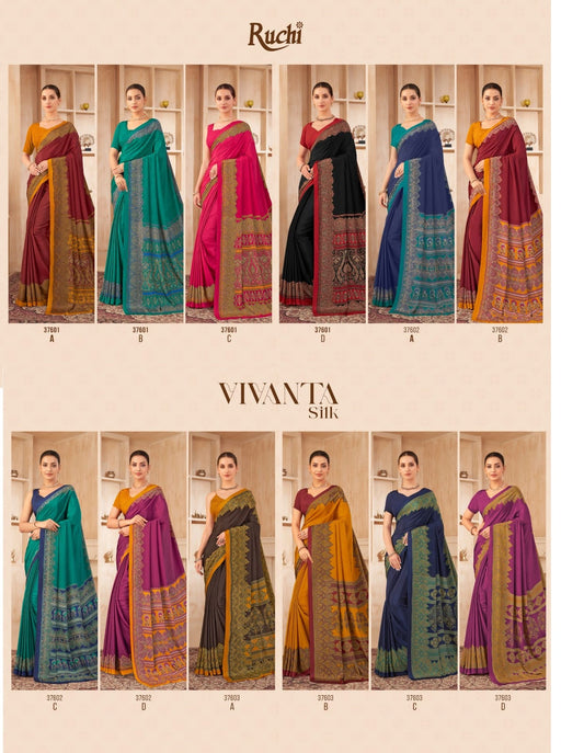 Vivanta Silk 38 Ruchi Crepe Sarees Supplier Gujarat