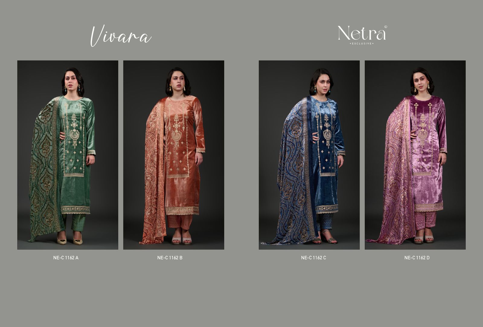 Vivara Netra Velvet Suits Wholesaler Gujarat