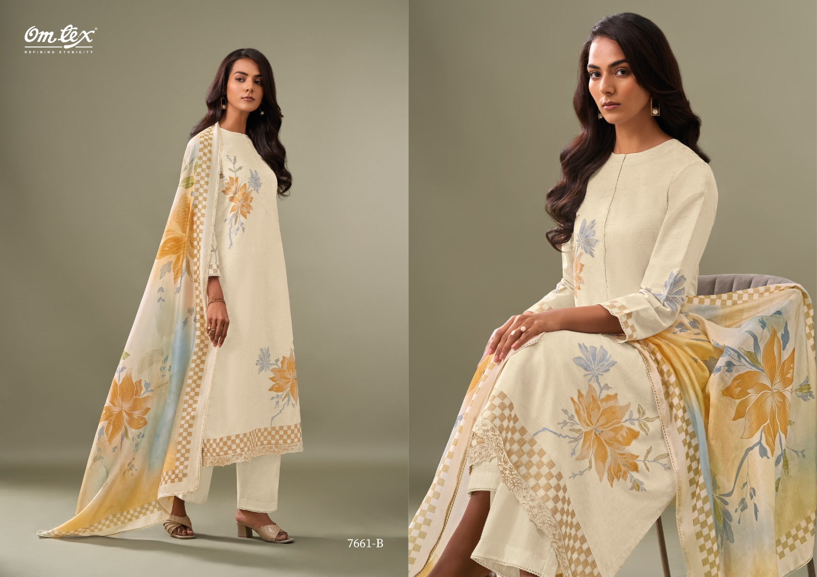 Viviana Omtex Cotton Silk Pant Style Suits Exporter Gujarat