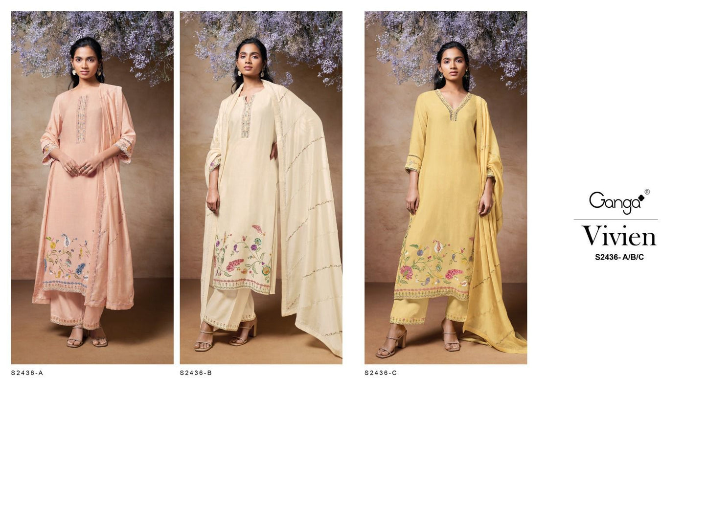 Vivien-2346 Ganga Bemberg Silk Plazzo Style Suits