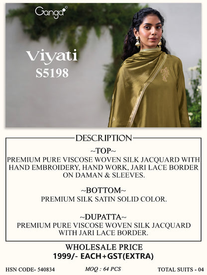 Viyati S5198 Ganga Woven Silk Pant Style Suits Supplier