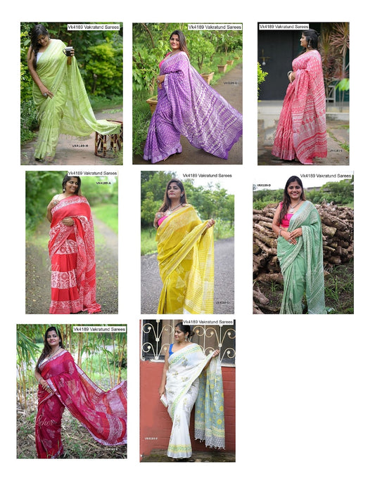Vk4189 Vakratund Linen Sarees Supplier India