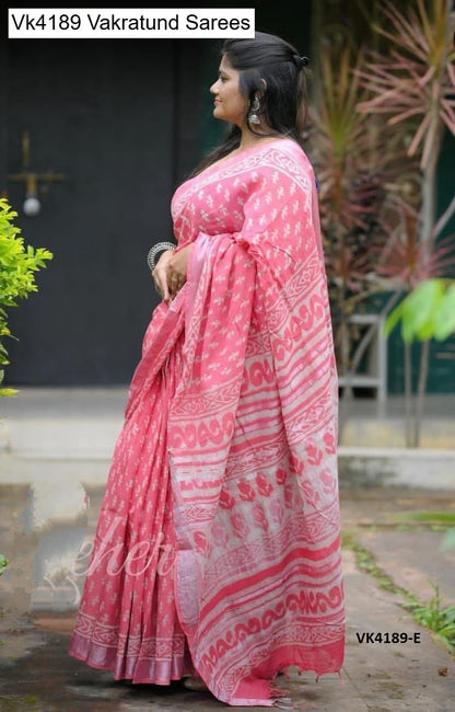 Vk4189 Vakratund Linen Sarees Supplier India