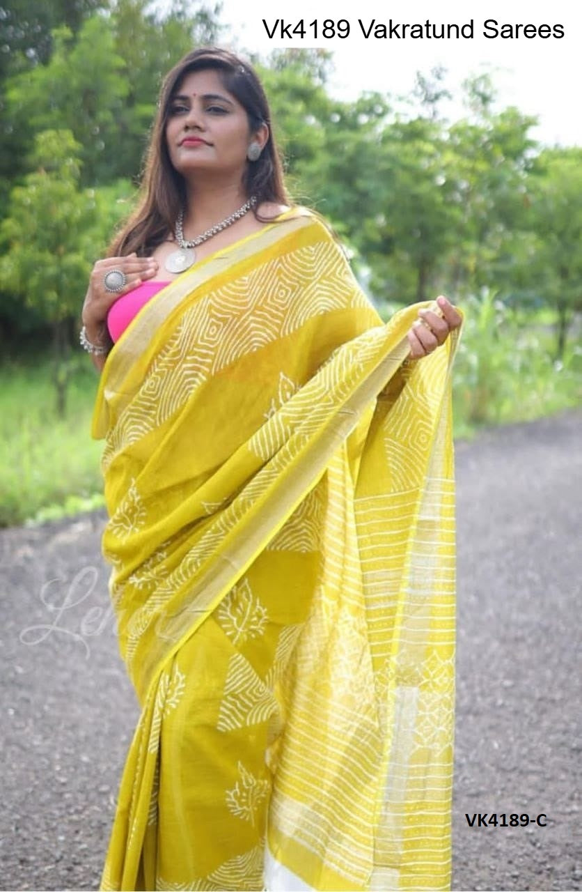 Vk4189 Vakratund Linen Sarees Supplier India