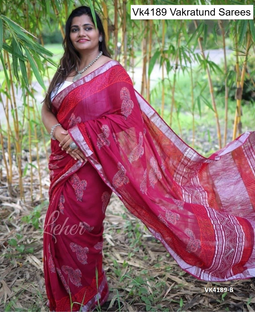 Vk4189 Vakratund Linen Sarees Supplier India