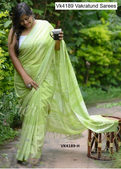 Vk4189 Vakratund Linen Sarees Supplier India