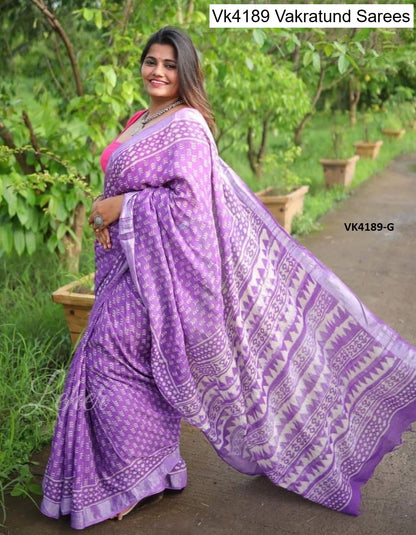 Vk4189 Vakratund Linen Sarees Supplier India