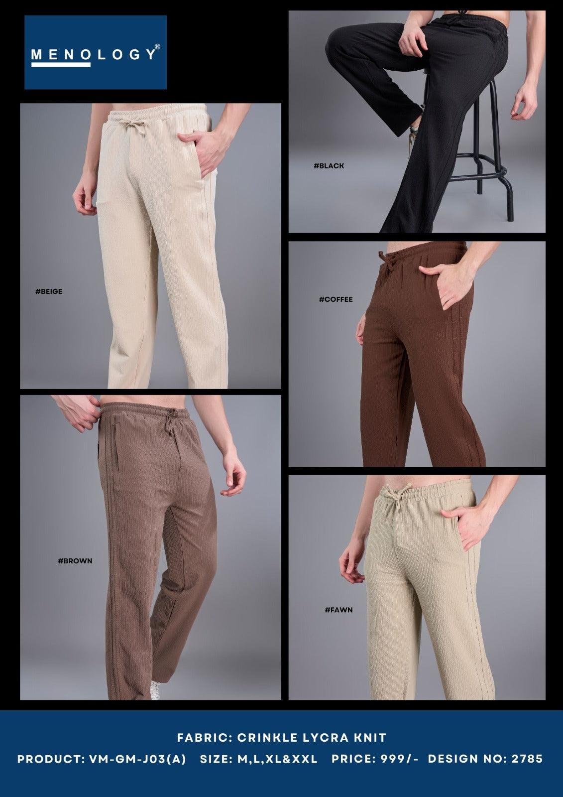 Vm-Gm-J-03 A 2785 Menology Lycra Mens Pants Wholesale Price