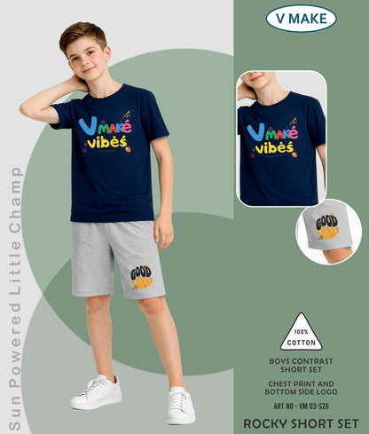 Vm 03 Rocky V Make Cotton Boys Shorts Set Manufacturer