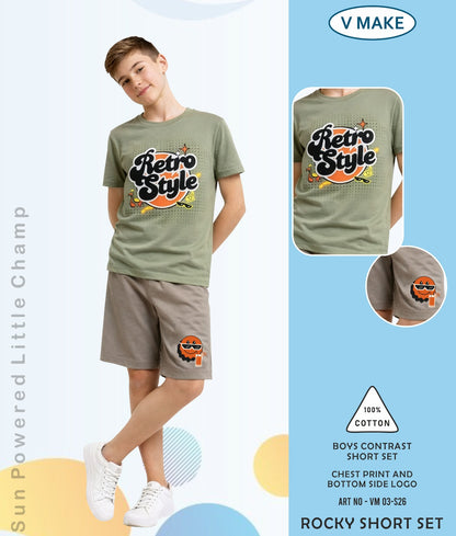 Vm 03 Rocky V Make Cotton Boys Shorts Set Manufacturer