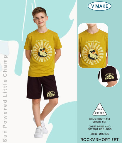 Vm 03 Rocky V Make Cotton Boys Shorts Set Manufacturer