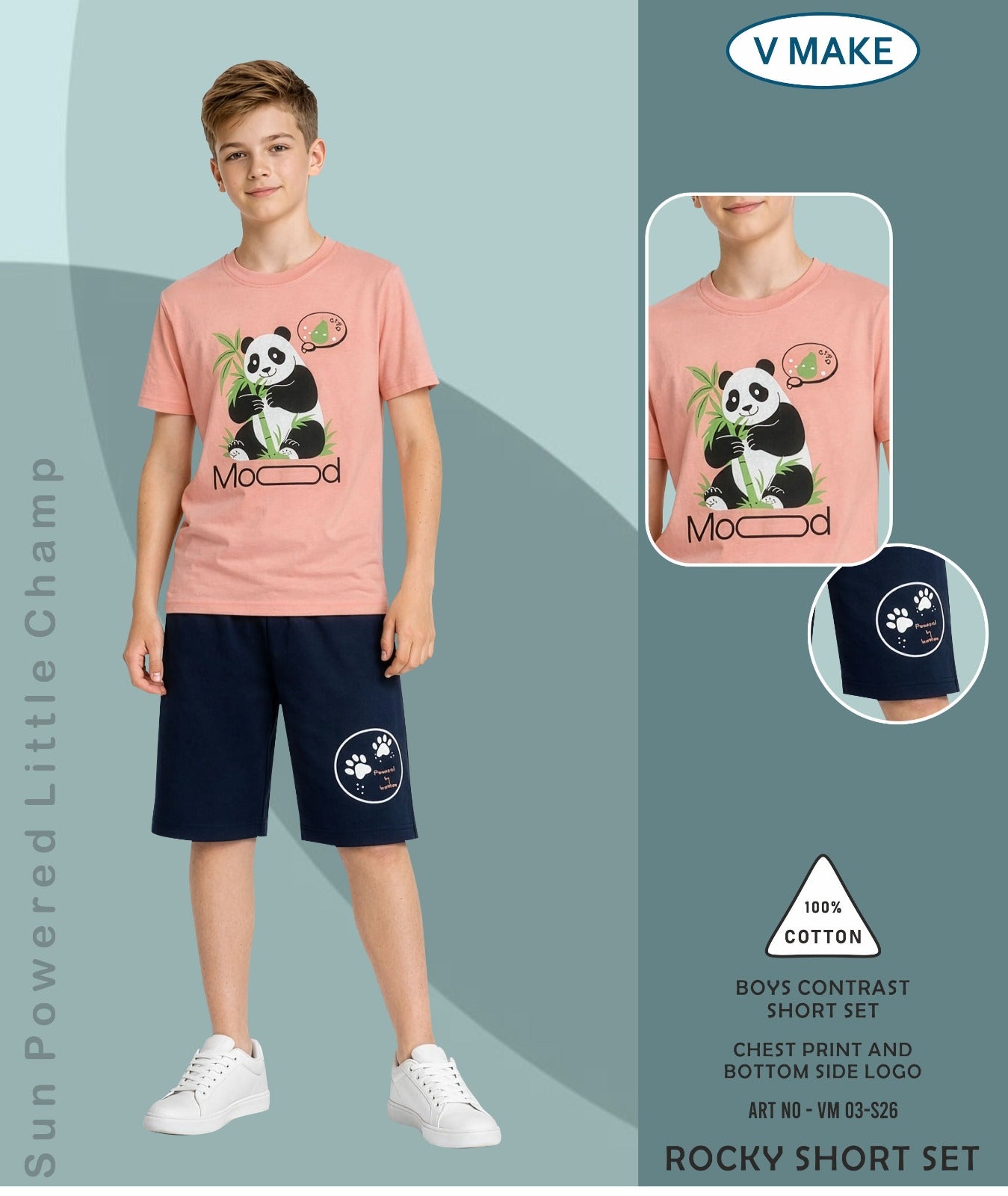 Vm 03 Rocky V Make Cotton Boys Shorts Set Manufacturer