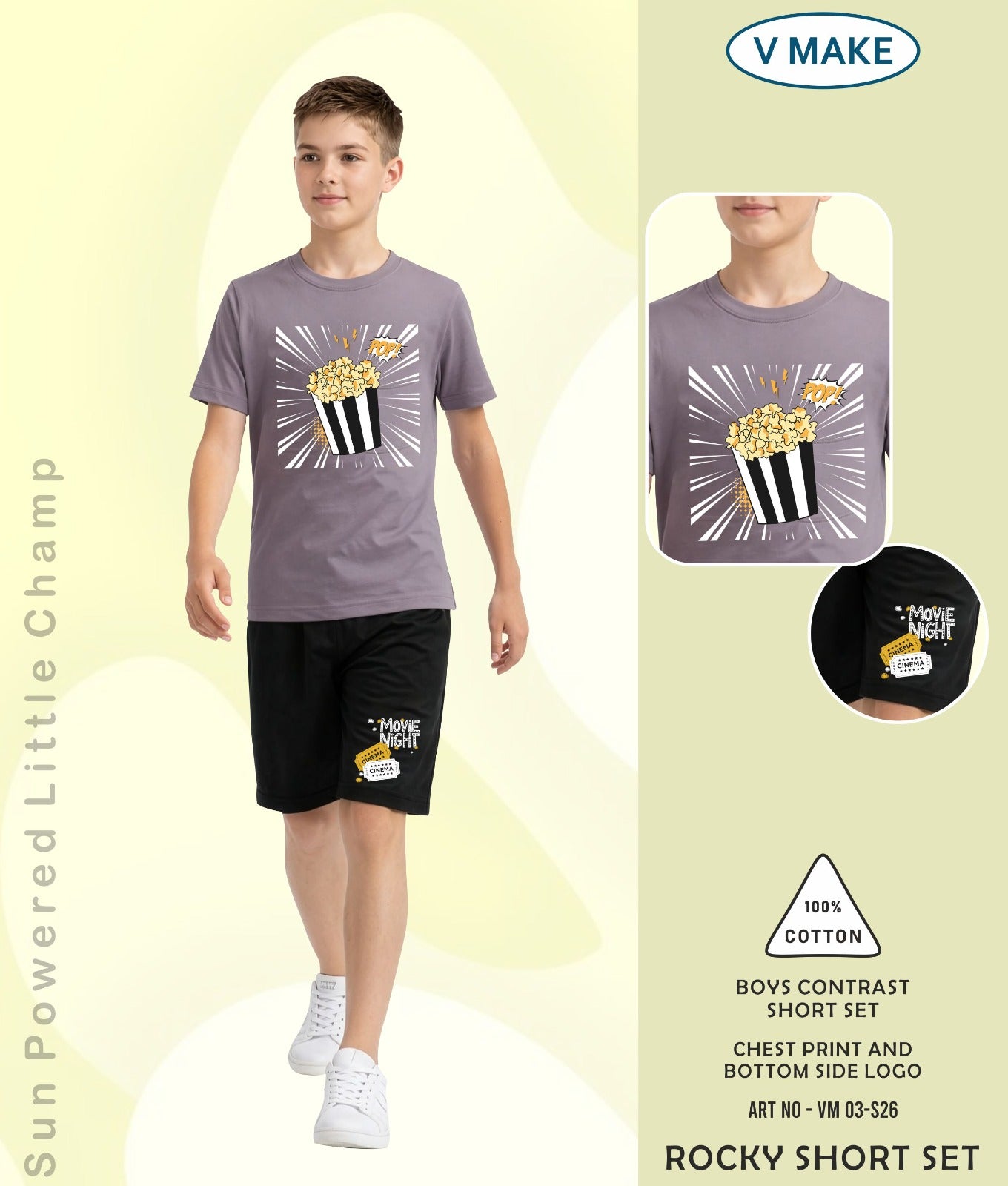 Vm 03 Rocky V Make Cotton Boys Shorts Set Manufacturer