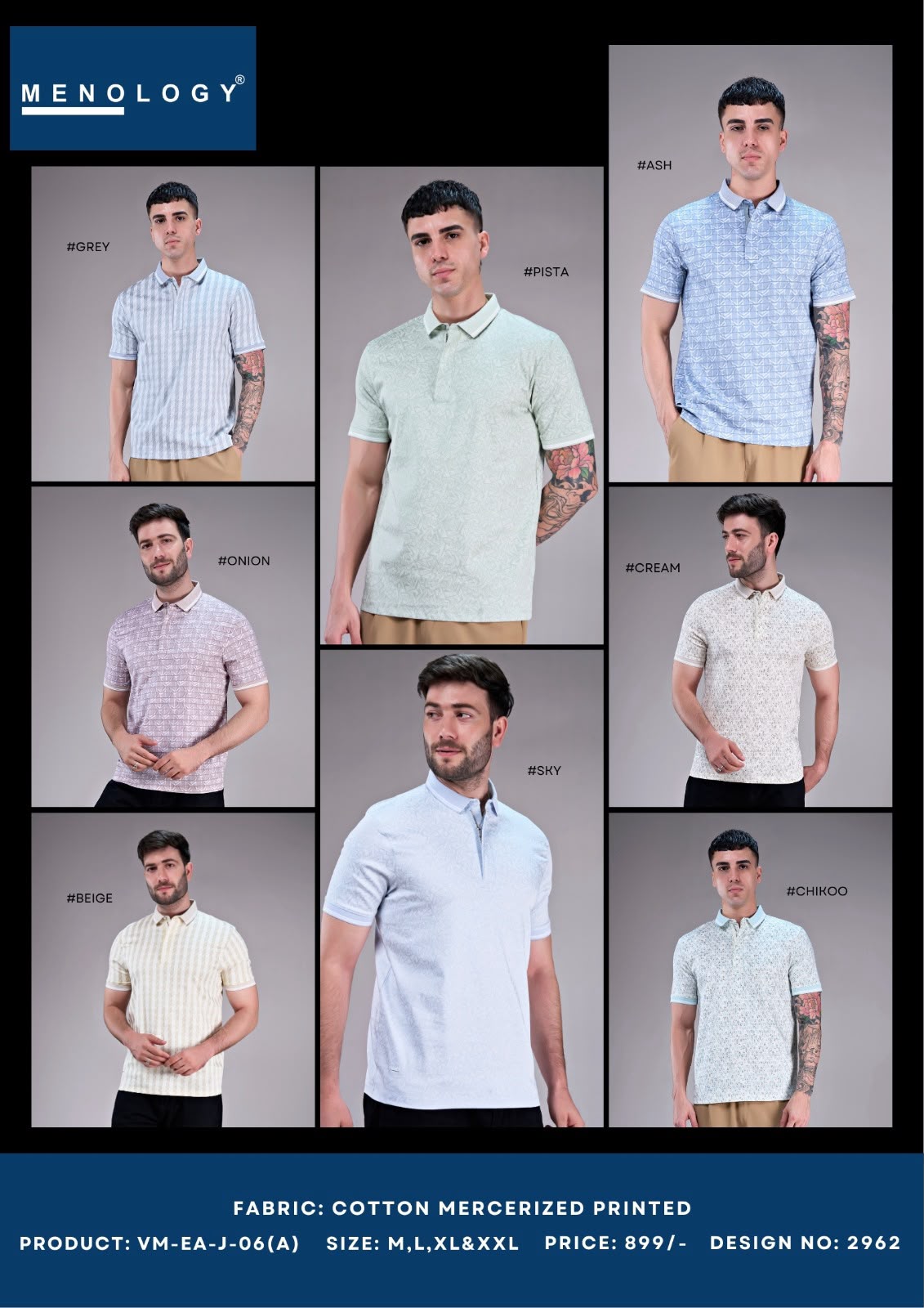 Vm Ea J 06 (A) 2962 Menology Cotton Mens Tshirts Exporter Ahmedabad