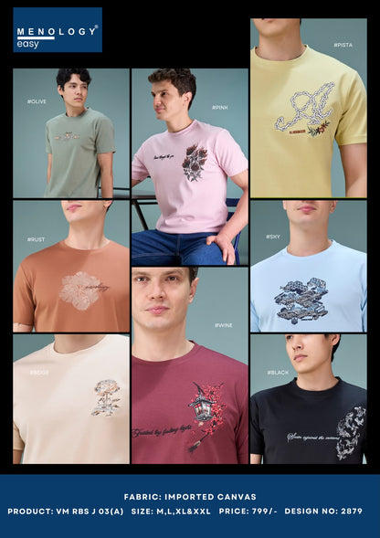 Vm Rbs J 03 (A) 2879 Heavy Embroidery Menology Imported Mens Tshirts Manufacturer India