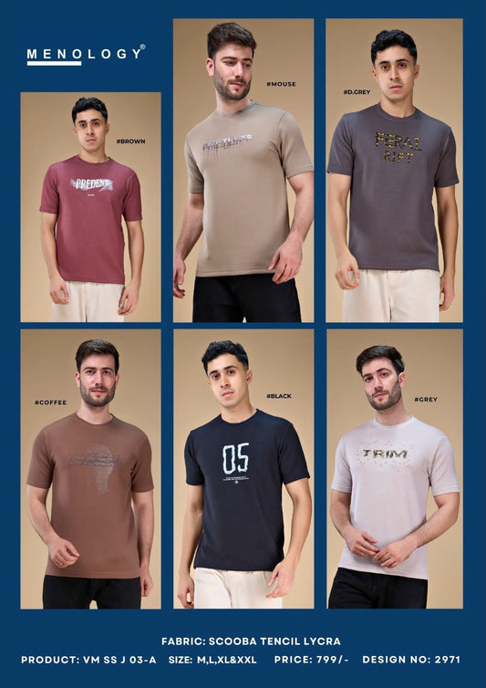 Vm Ss J 03-A Menology Tencil Lycra Mens Tshirts Exporter Ahmedabad