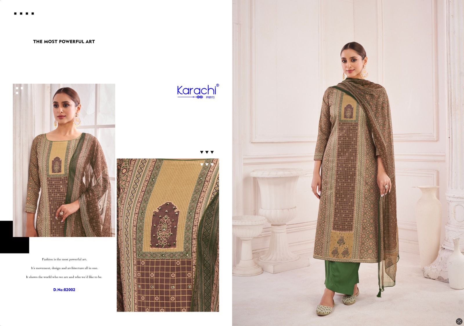 Vogue Karachi Prints Jam Satin Plazzo Style Suits Wholesale