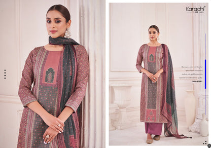 Vogue Karachi Prints Jam Satin Plazzo Style Suits Wholesale