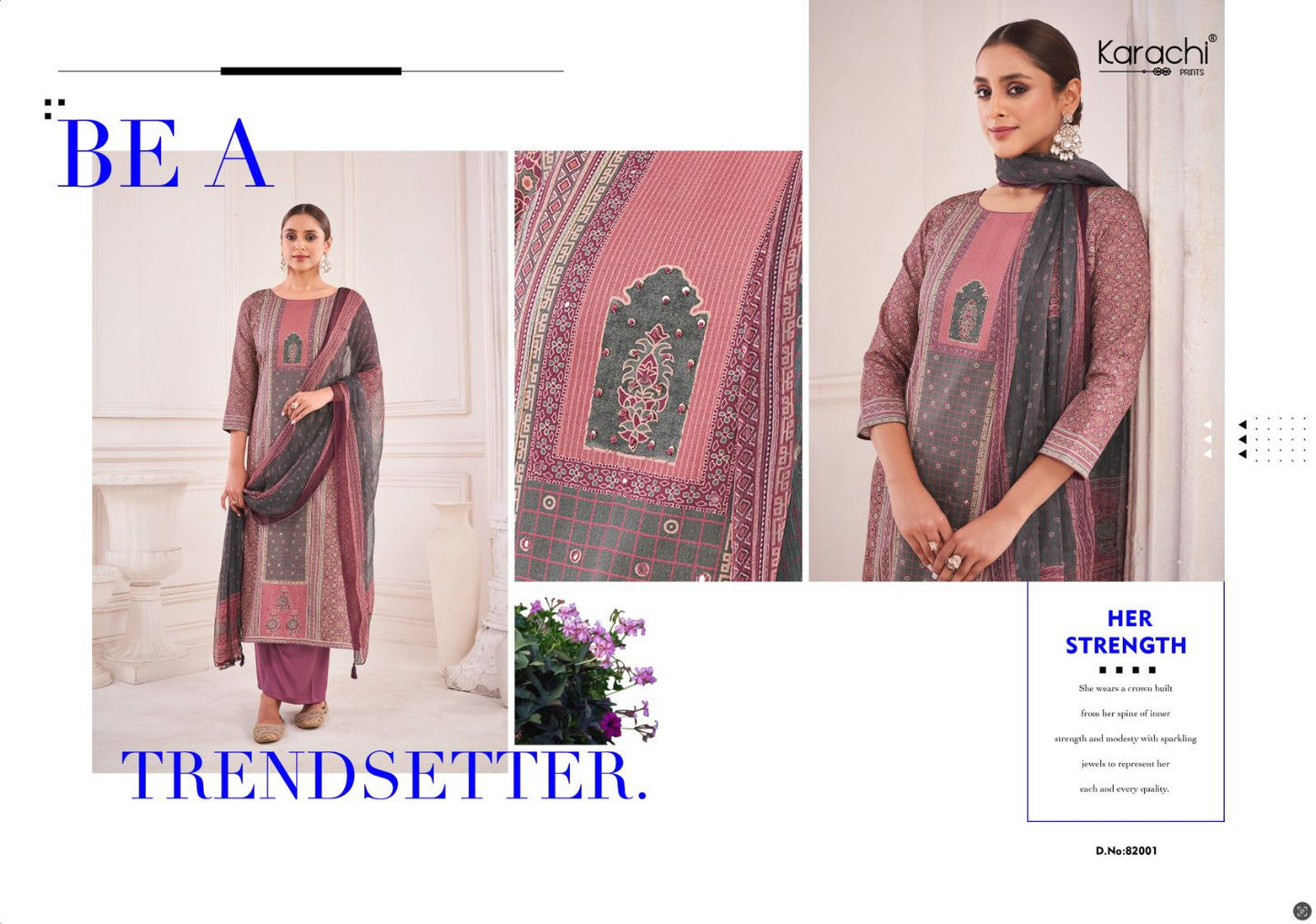 Vogue Karachi Prints Jam Satin Plazzo Style Suits Wholesale