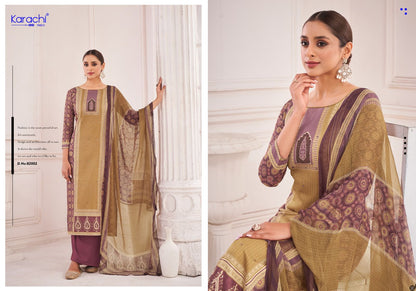 Vogue Karachi Prints Jam Satin Plazzo Style Suits Wholesale