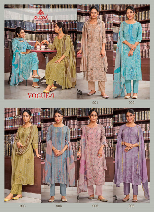 Vogue Vol 9 Relssa Fabrics Modal Pant Style Suits Wholesale Price