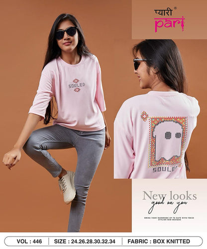 Vol-446 Pyari Pari Knit Girls Top Wholesaler