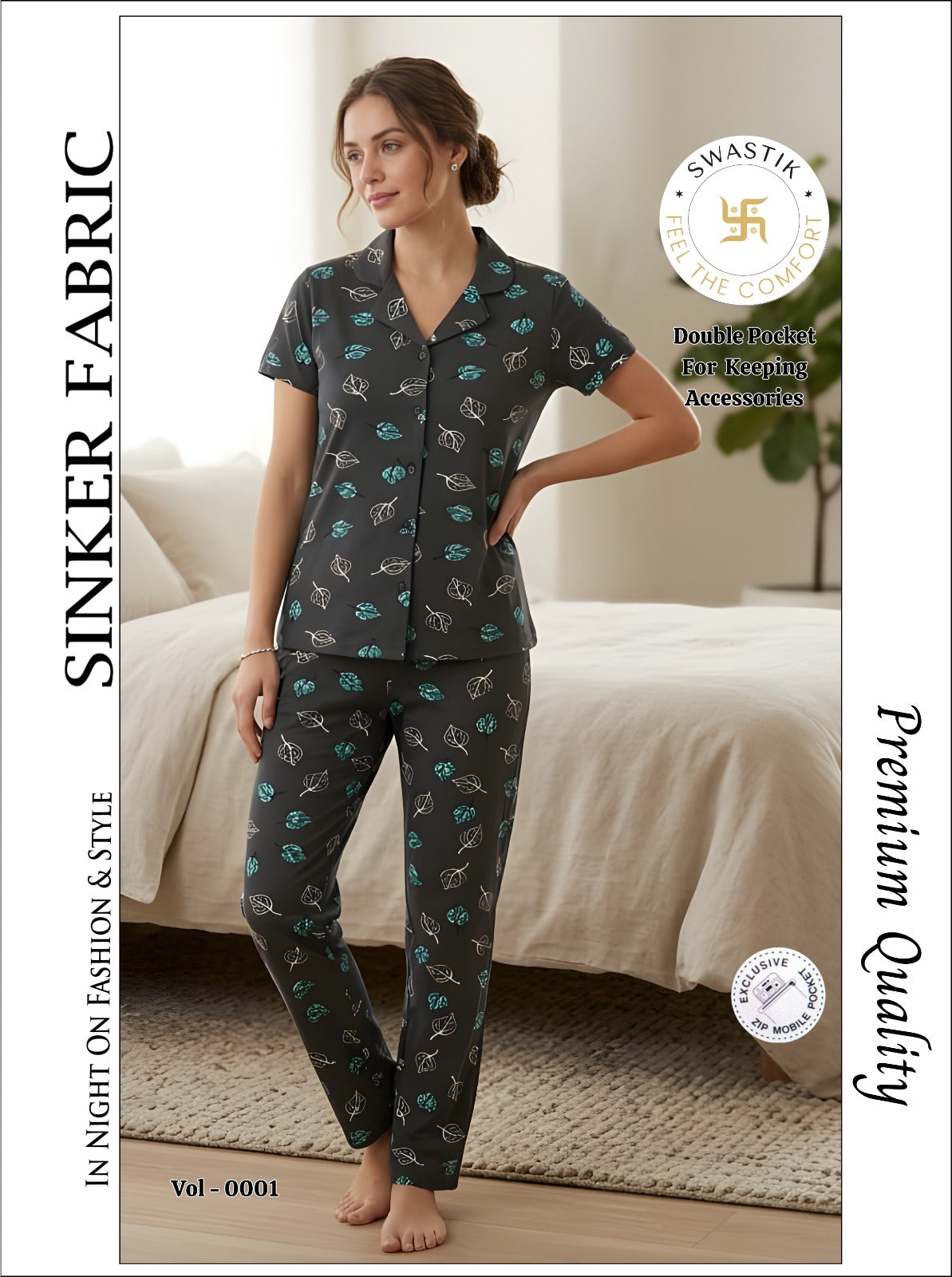 Vol 0001 Swastik Sinker Collar Night Suits Wholesale Rate